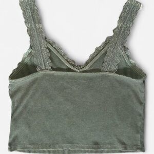 American Eagle Outfitters Lace Trim Tank Top - Olive